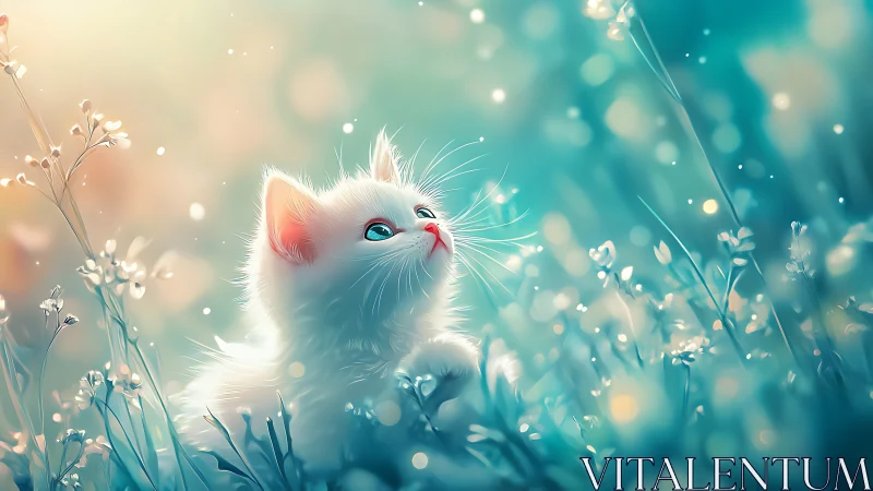 Magical Kitten Among Blooming Wildflowers.
