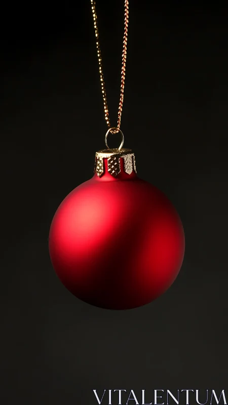 Photographic study of red matte bauble on dark ground.