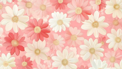 Digital pastel daisy pattern with layered radial petals.