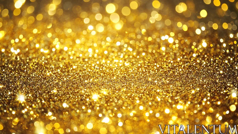 Golden glitter surface under shallow focus creates bokeh field