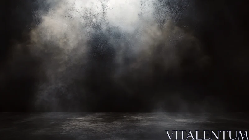 Soft misty spotlight over a quiet, shadowy floor.