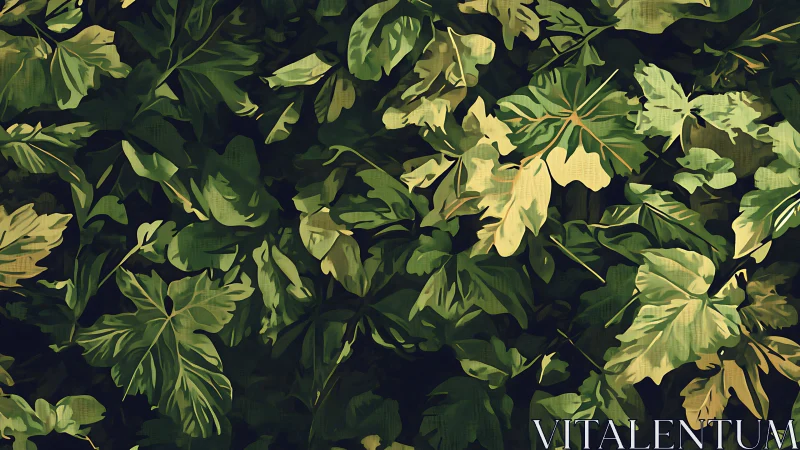 Lush painted foliage gently layers a calm green canopy