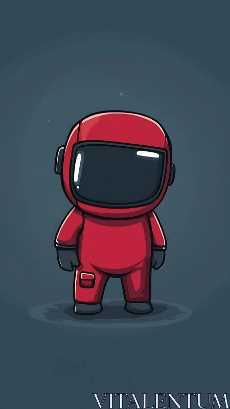 Little red space explorer waiting in the quiet cosmos.