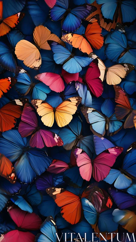 Vibrant butterfly collage with deep blue background focus.