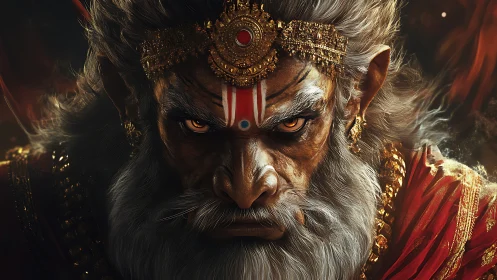 Storm-eyed warrior sage crowned in molten gold fire.