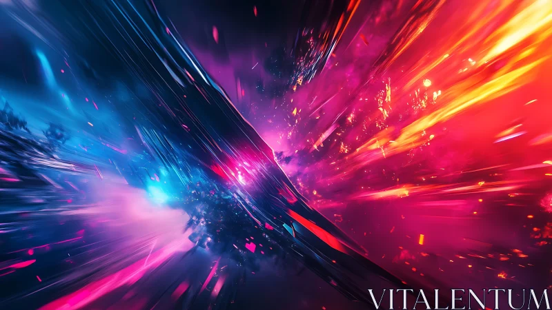 High-velocity cosmic rift rendered with chromatic motion streaks