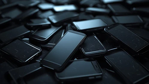 Midnight smartphones gather like a glossy digital tide rising