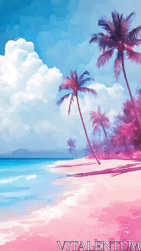 Neon Tropical Paradise: Digital Painting in Synthetic Color.