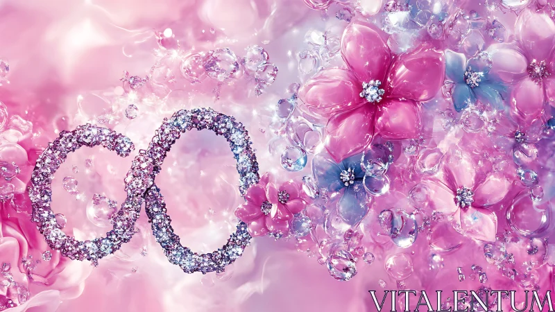 Glittering infinity blooms in a dreamlit pink crystal garden.