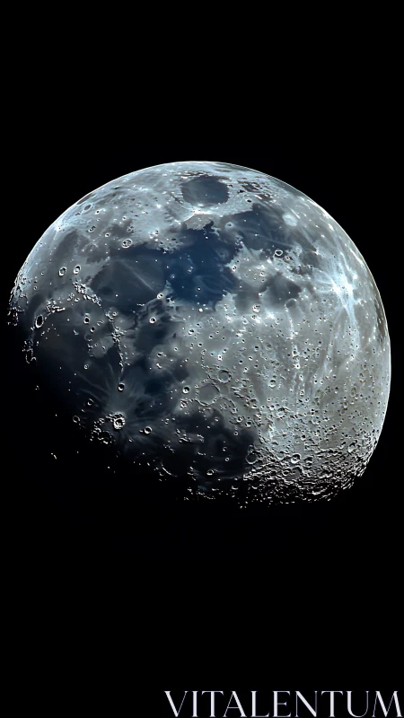 Lunar near side with visible maria and cratered surface.