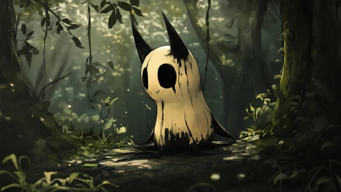 Gentle forest spirit resting in dappled morning light.