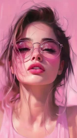 Sunlit pink daydream with glossy glasses and soft breeze.
