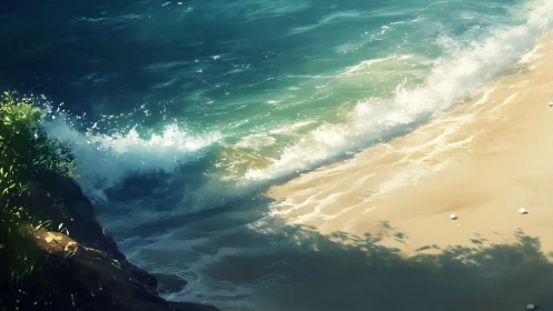 Shoreline daydream where sapphire waves flirt with sand.