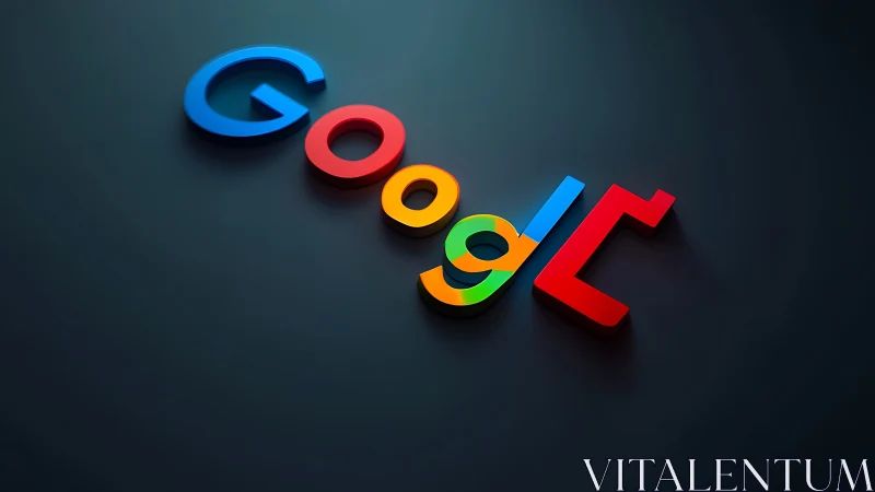 Google Logo 3D Render Dark Background Composition.