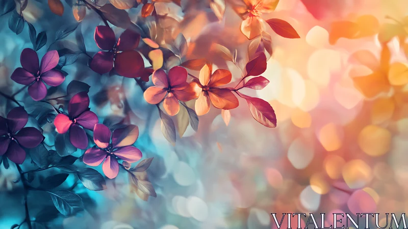 Luminous Flowers Blooming Through Warm-Cool Color Gradient