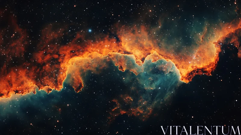 Nebula structure displays ionized gas ridge across star field