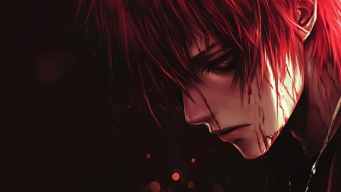 Crimson reflections of a wounded yet unbroken soul.