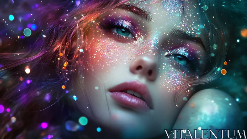 Stardusted dreamer drifts through neon-tinted cosmic glitter