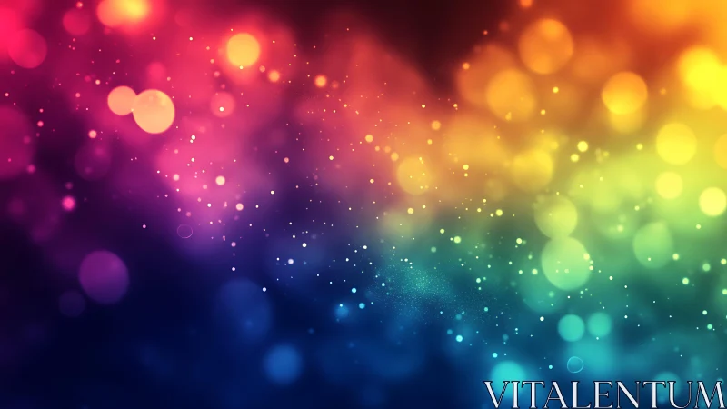 Vibrant multicolored bokeh lights on dark dreamy background.