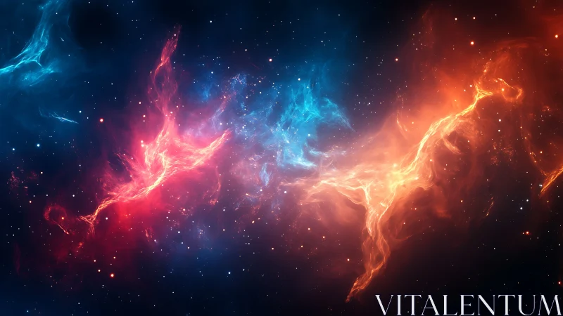 Bipolar nebula filaments in blue and orange with high contrast glow