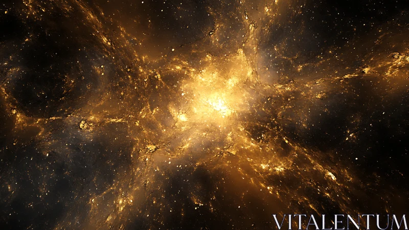 Galactic nebula core rendered in radiant golden plasma.
