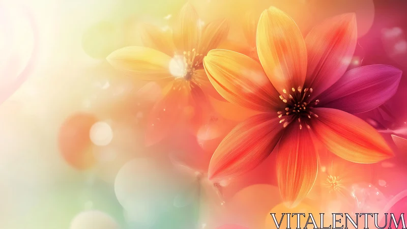 Digital composite flowers with gradient color transition