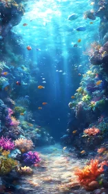 Digital depiction shows a coral reef corridor with fish