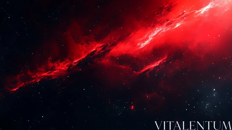 Red ionized nebula band extends diagonally across starfield