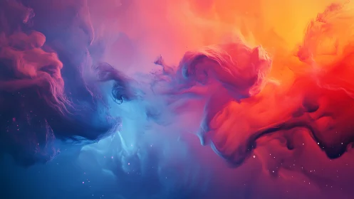 Nebulous color clouds merge in vivid dual-tone motion