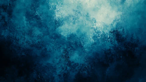 Turbulent cyan aerosol field with stochastic luminance gradients.