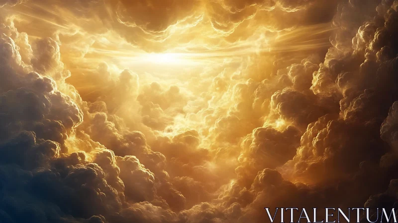 Glowing golden clouds open a radiant path of warm light