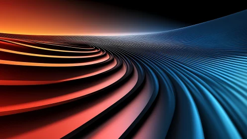 Abstract gradient surface with curved red and blue bands.