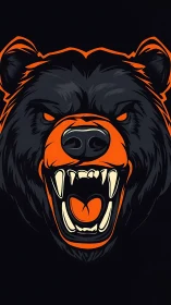 Stylized roaring bear head emblem with orange contouring.