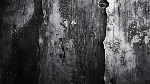 Weathered Wooden Surface in High-Contrast Black and White Texture.
