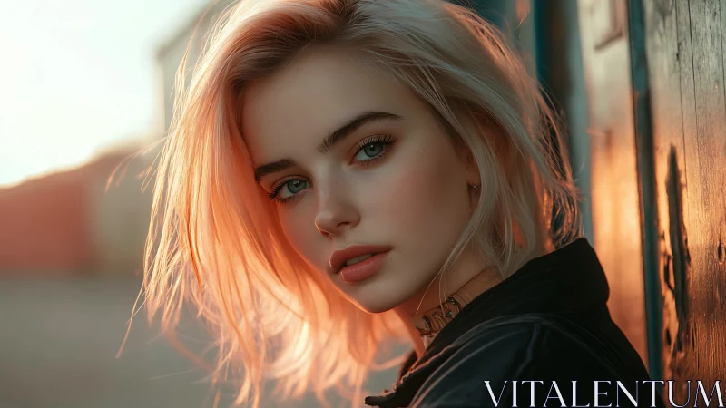 Sunlit edge portrait with shallow depth and warm backlight.