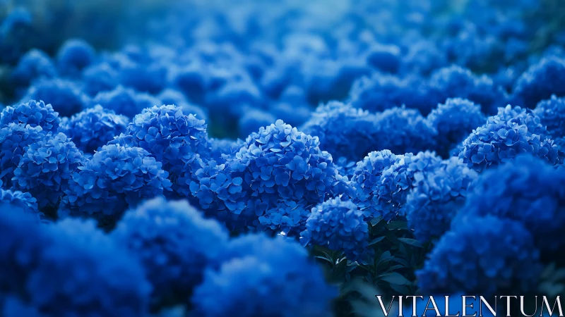 Vibrant Blue Hydrangea Blossoms in Full Bloom.
