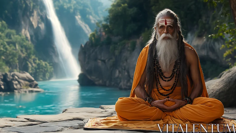 Waterfall-washed sage settles into timeless riverlight calm