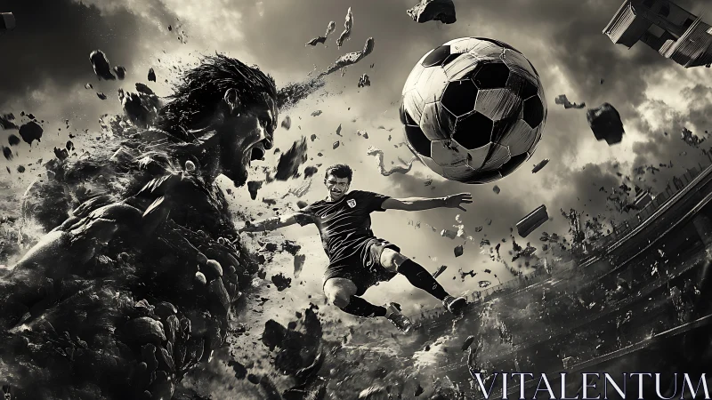 Storm of soccer energy where passion crashes into skyball.