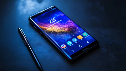 Neon Companion: Samsung Galaxy's Luminous Portal to Digital Life.