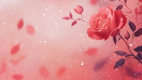 Crimson Roses Bloom Against Ethereal Pink Bokeh.