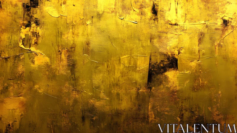 Abstract golden texture painting with rich brush strokes and depth.