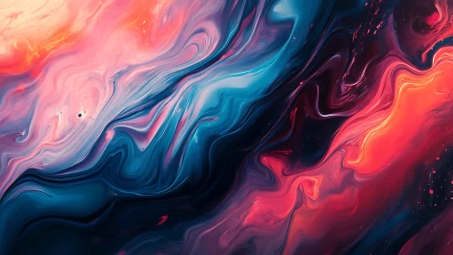 Chromatic fluid dynamics with magenta, cyan and deep navy flows