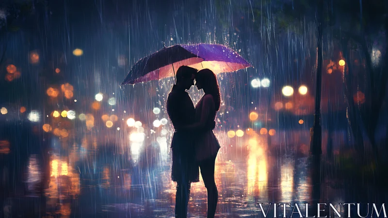 Love in the Rain: A Glowing Embrace.