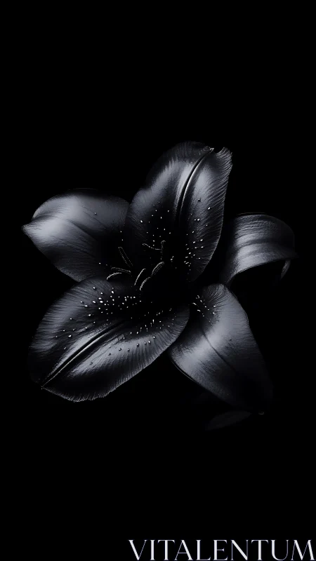 Monochromatic Flower Silhouette Against Black Background