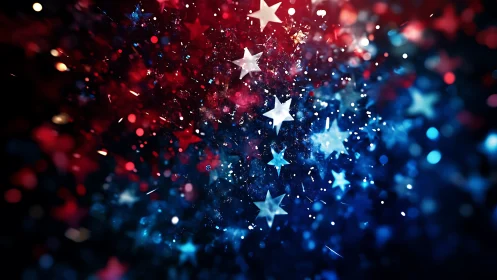 Tri-color starfield abstraction with dynamic glittering particles.