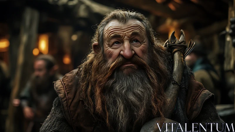 Weathered dwarf warrior rendered with high-detail photorealism