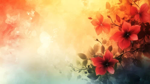 Radiant Red Blooms Dancing in Warm, Glowing Light.