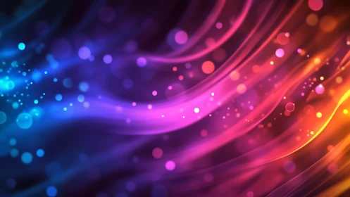 Colorful flowing light trails glow in soft abstract motion.