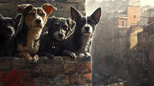 Four Street Dogs Surveillance Post Urban Decay Rooftop.