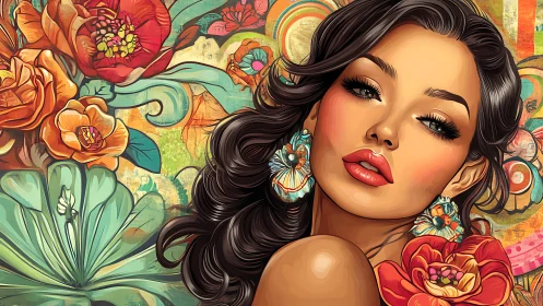 Velvet gaze in a carnival of flowers and swirling color.